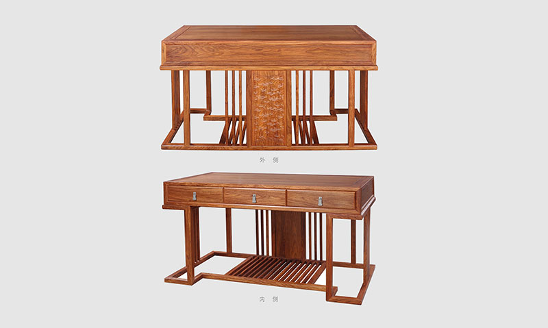 咸宁 别墅中式家居书房装修实木书桌效果图